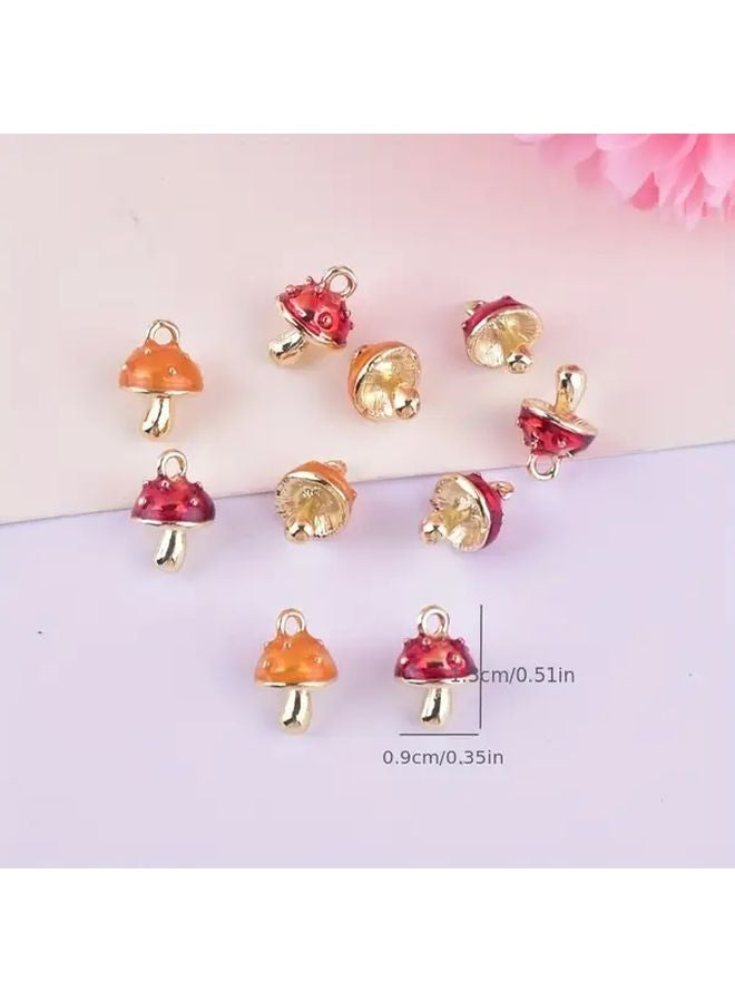 10pcs Mixed Color 3D Mushroom Charms Alloy Pendants For DIY Jewelry Making Crafts - Image 1